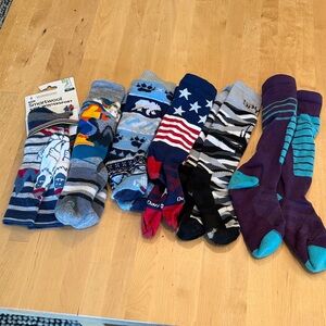 Kid’s Ski Socks, Mostly size M (Smartwool, Darn Tough, Spyder, Hot Chillys)